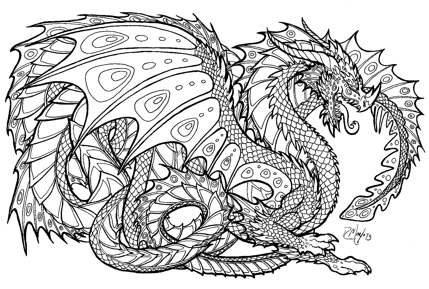 Dessin à colorier: Dragon (Personnages) #148404 - Coloriages à Imprimer Gratuits