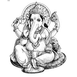 Dessin à colorier: Mythologie Hindou: Ganesh (Dieux et Déesses) #96864 - Coloriages à Imprimer Gratuits