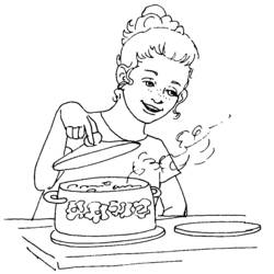 Dessin à colorier: Cuisinier / Cuisinière (Métiers et Professions) #91996 - Coloriages à Imprimer Gratuits