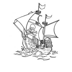 Dessin à colorier: Bateau pirate (Transport) #138413 - Coloriages à Imprimer Gratuits