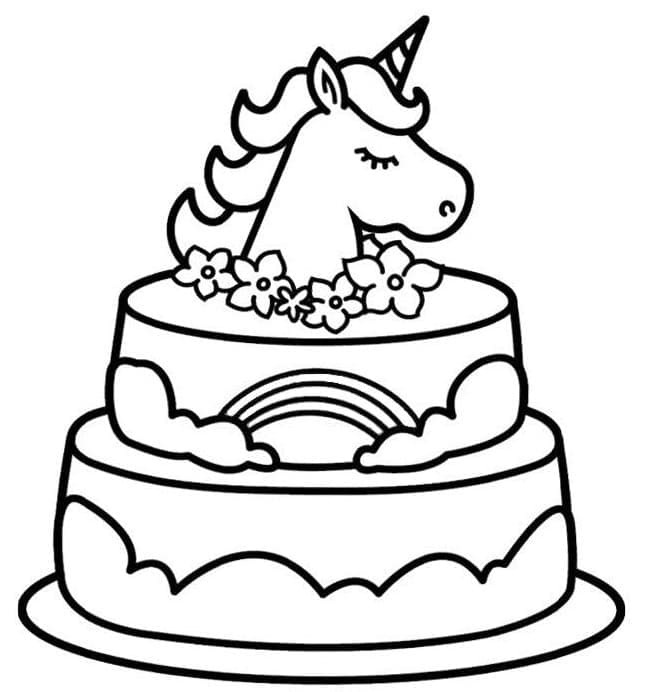 Dessin à colorier: Gâteau Licorne (Alimentation et Nutrition) #212756 - Coloriages à Imprimer Gratuits