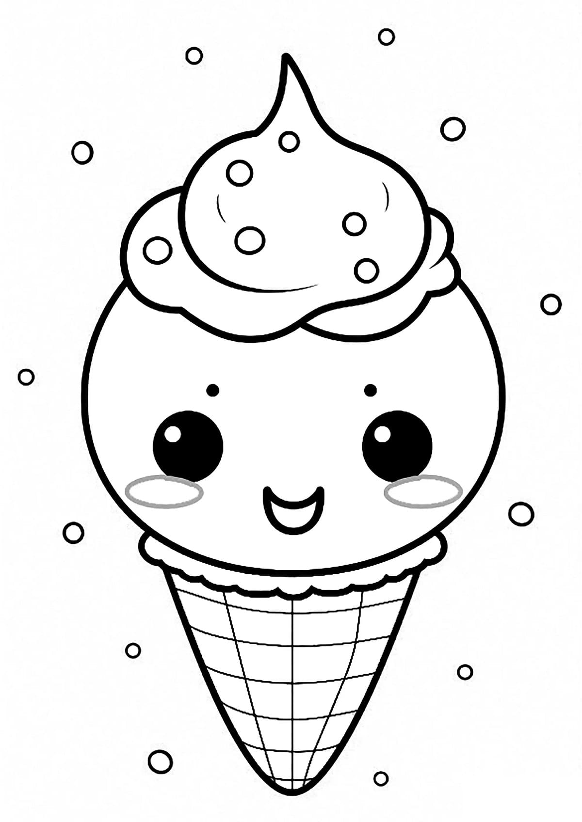 Dessin Glace Kawaii #216311 à colorier de la série Alimentation et Nutrition, gratuit à télécharger et imprimer