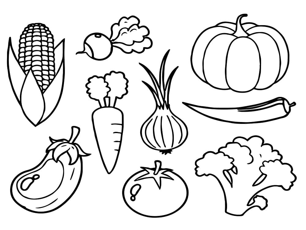 Dessin à colorier: Légumes (Alimentation et Nutrition) #212146 - Coloriages à Imprimer Gratuits