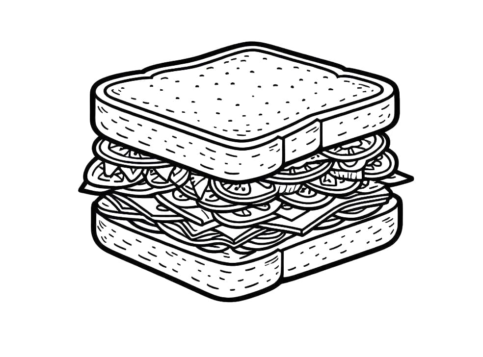 Dessin à colorier: Sandwich (Alimentation et Nutrition) #211346 - Coloriages à Imprimer Gratuits