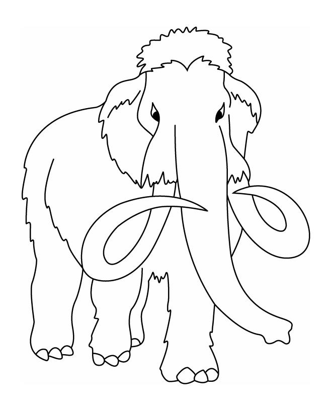 Illustration au trait Mammouth #19200 de la collection Animaux préhistoriques à colorier gratuitement