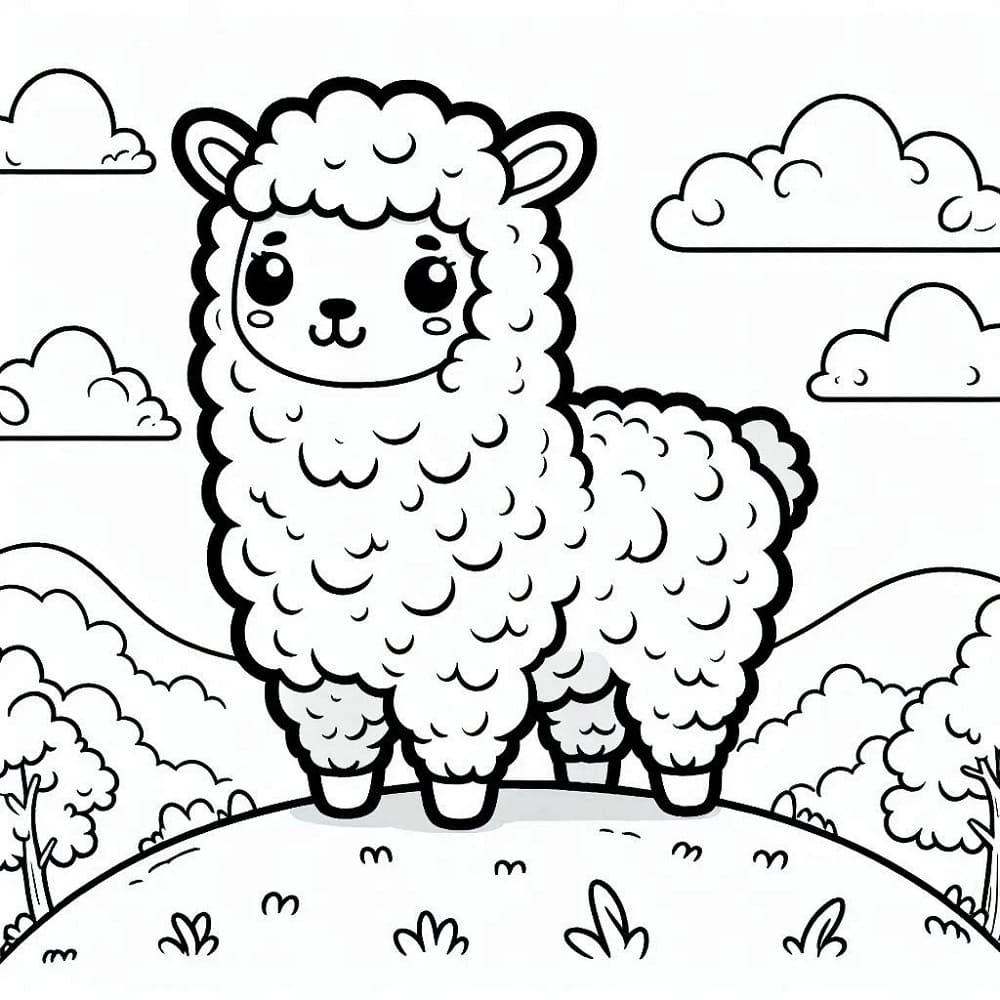 Coloriage gratuit Alpaga #217291 de la collection Animaux à imprimer