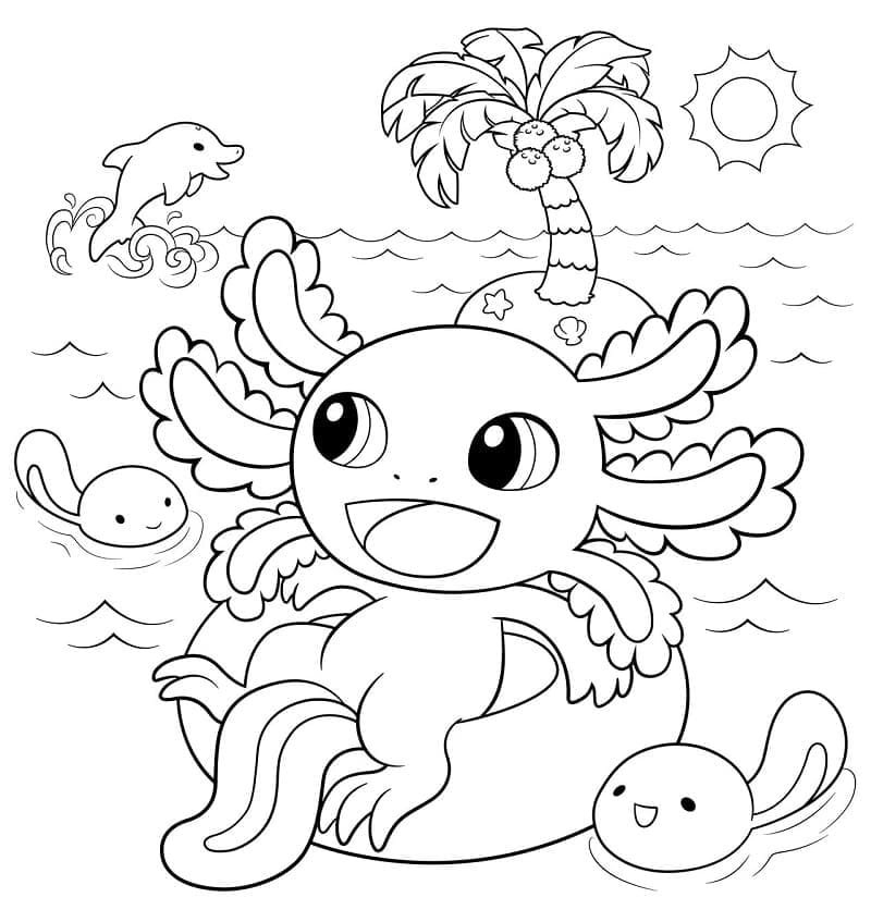 Coloriage à imprimer Axolotl #184581 de la série Animaux, gratuit pour enfants et adultes