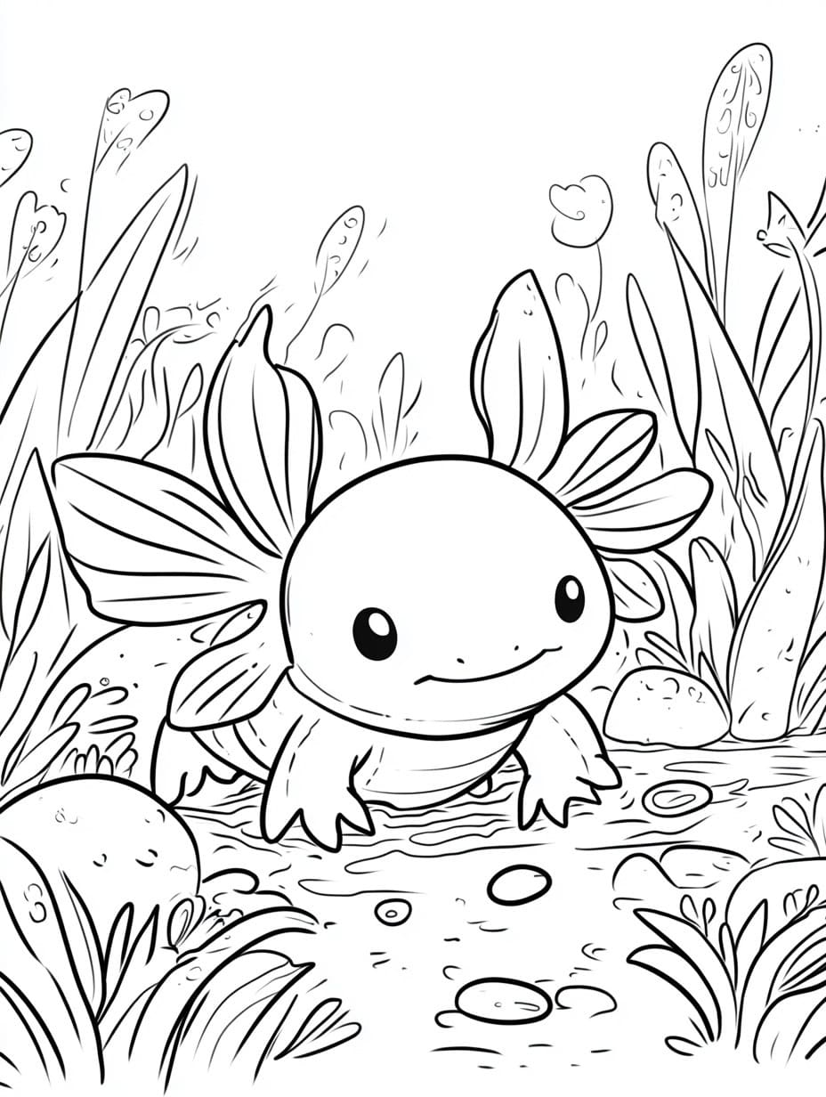 Coloriage gratuit Axolotl #220222 de la collection Animaux à imprimer