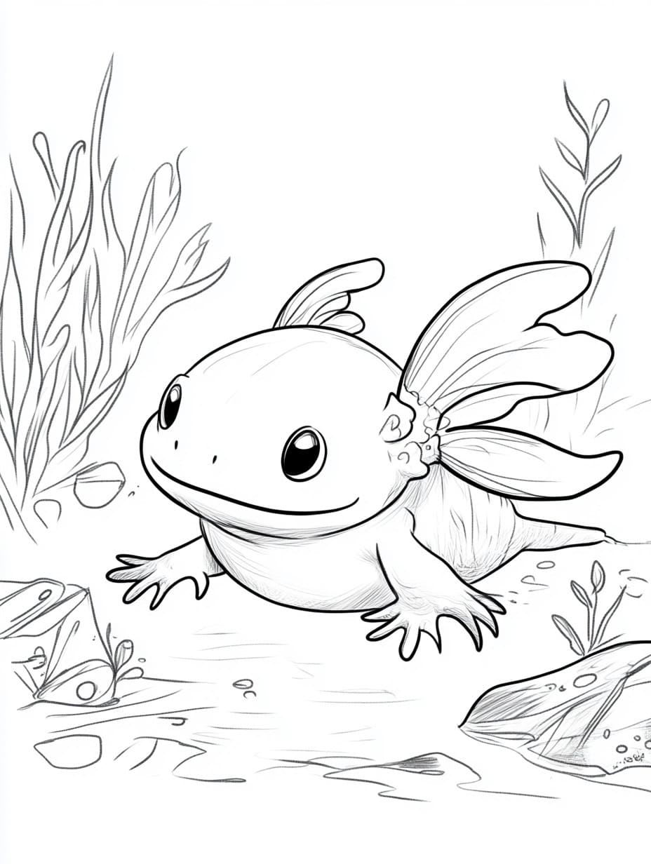 Dessin à colorier Axolotl #220223 issu de la collection Animaux, prêt à imprimer Dessin à colorier Axolotl #220223 issu de la collection Animaux, prêt à imprimer
