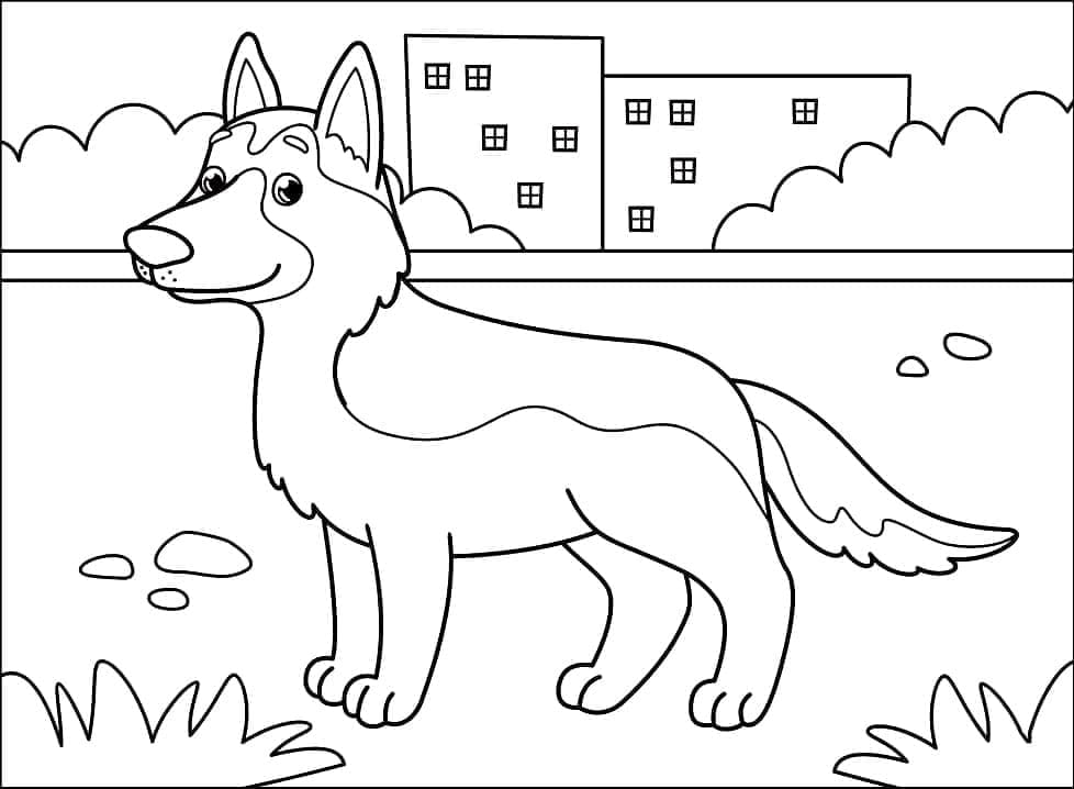 Coloriage gratuit Berger Allemand #214071 de la collection Animaux à imprimer