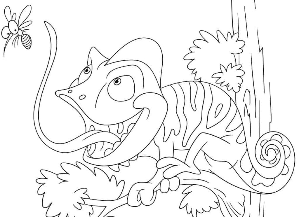Coloriage gratuit pour enfants et adultes Caméléon #206721, collection Animaux