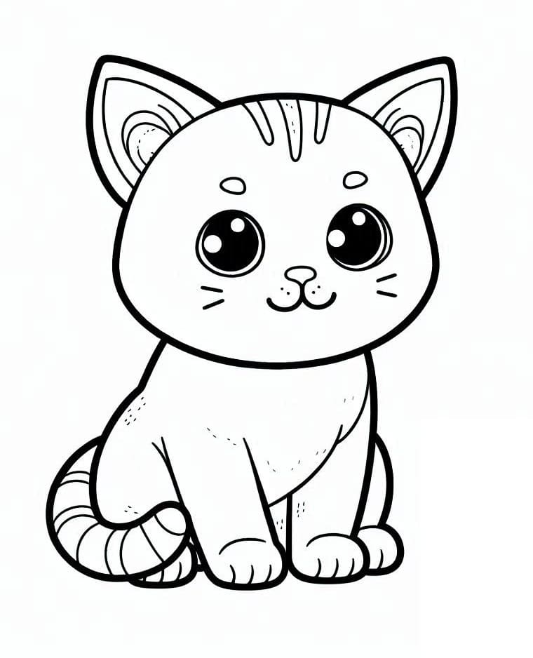 Coloriage gratuit Chat Kawaii #216264 de la collection Animaux à imprimer
