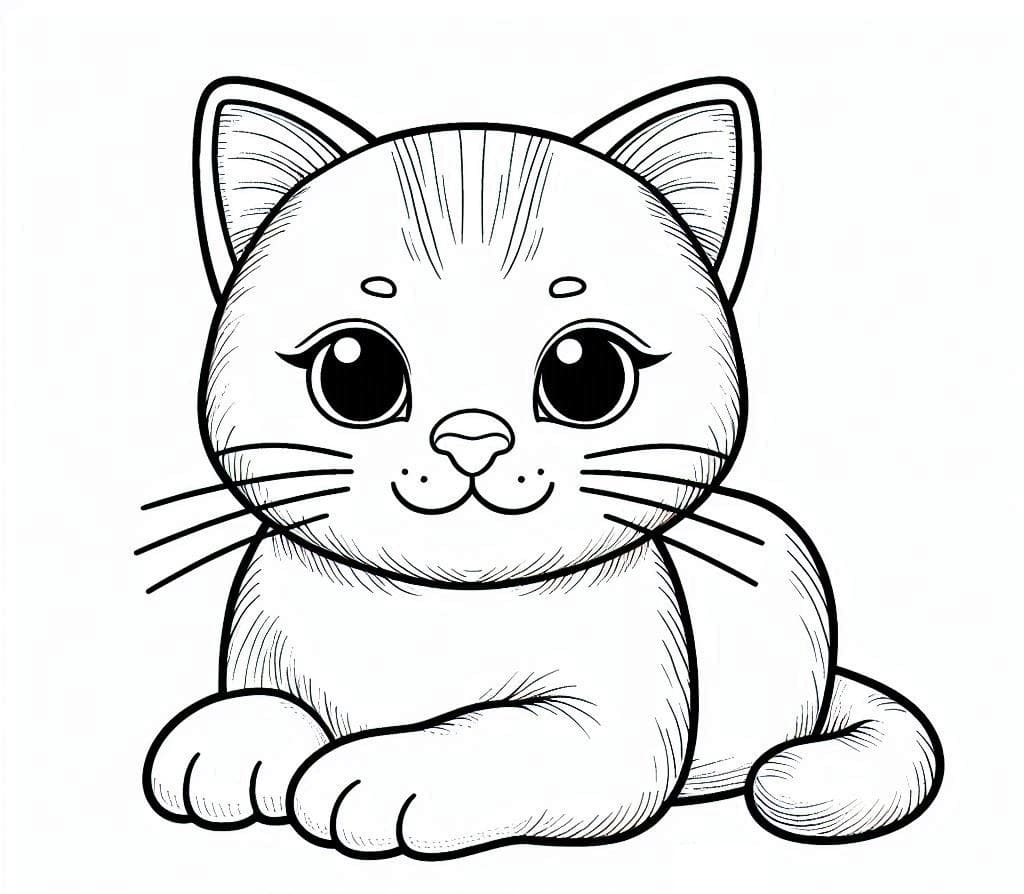 Coloriage gratuit Chat Kawaii #216266 de la collection Animaux à imprimer