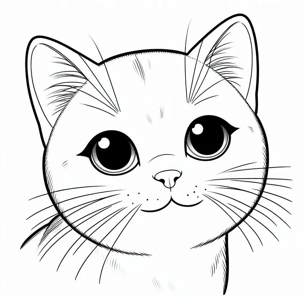 Coloriage gratuit Chat Kawaii #216267 de la collection Animaux à imprimer