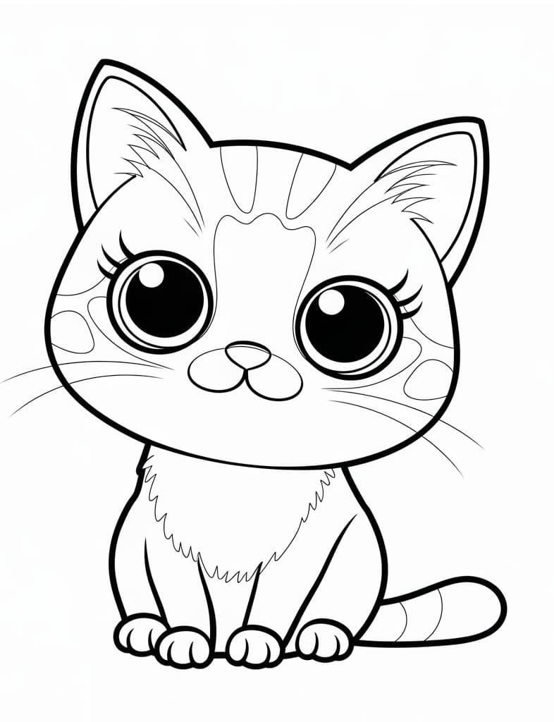 Coloriage gratuit Chat Kawaii #216274 de la collection Animaux à imprimer