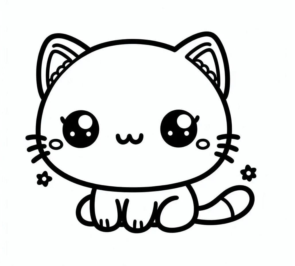 Coloriage gratuit Chat Kawaii #216286 de la collection Animaux à imprimer