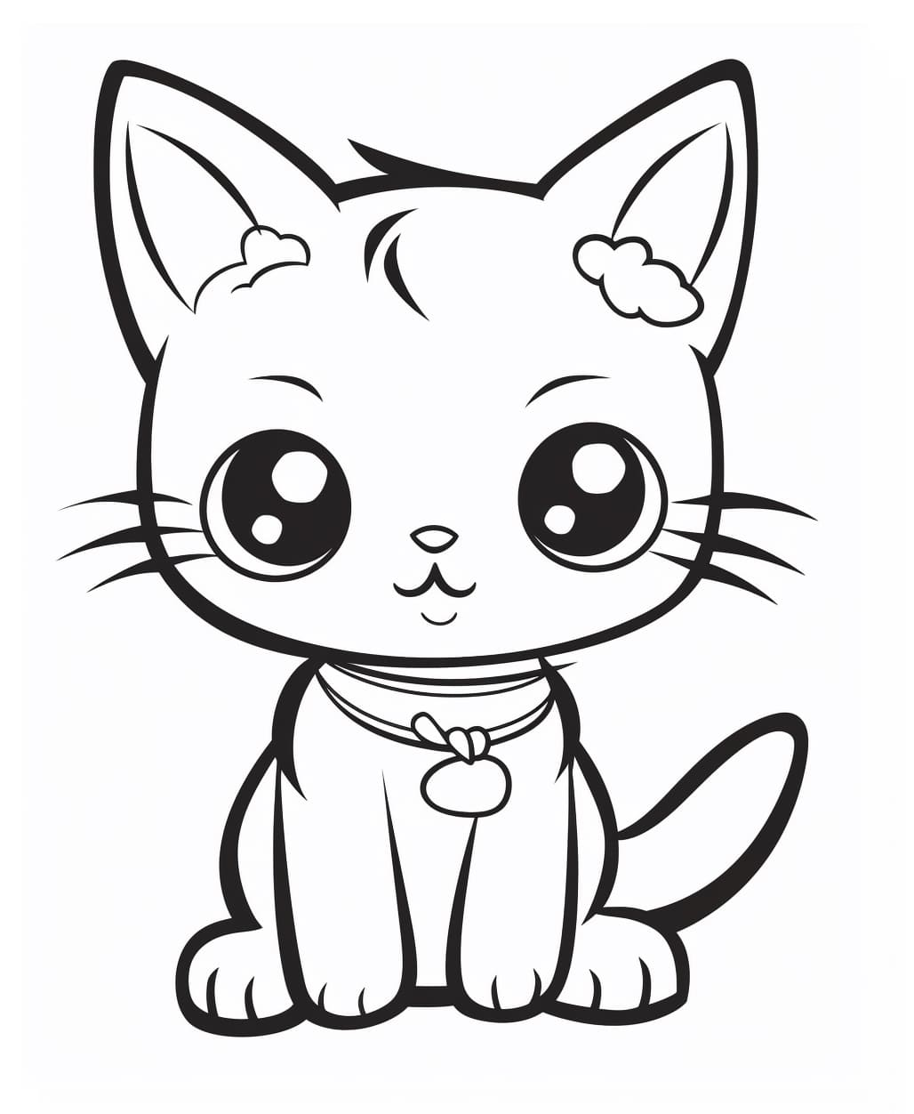 Dessin à colorier: Chat Kawaii (Animaux) #216293 - Coloriages à Imprimer Gratuits