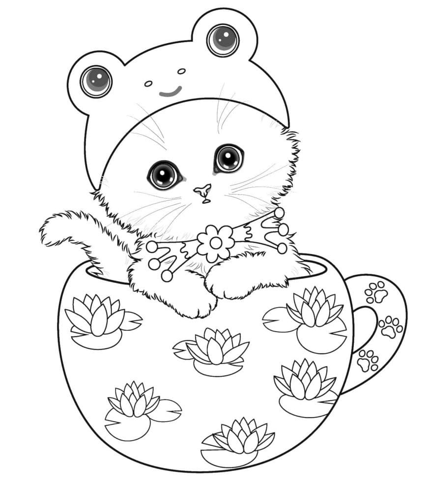 Coloriage gratuit Chaton #176600 de la collection Animaux à imprimer