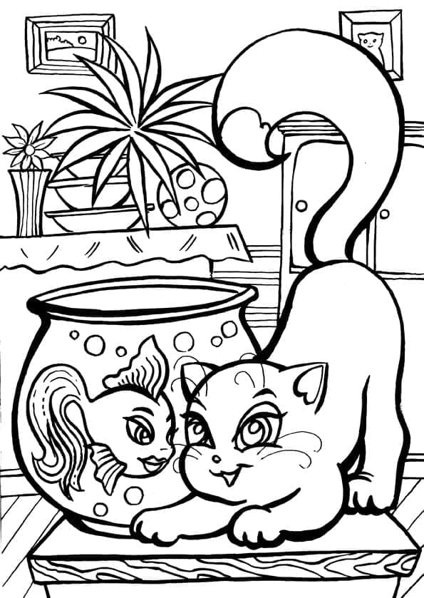 Coloriage gratuit Chaton #215372 de la collection Animaux à imprimer