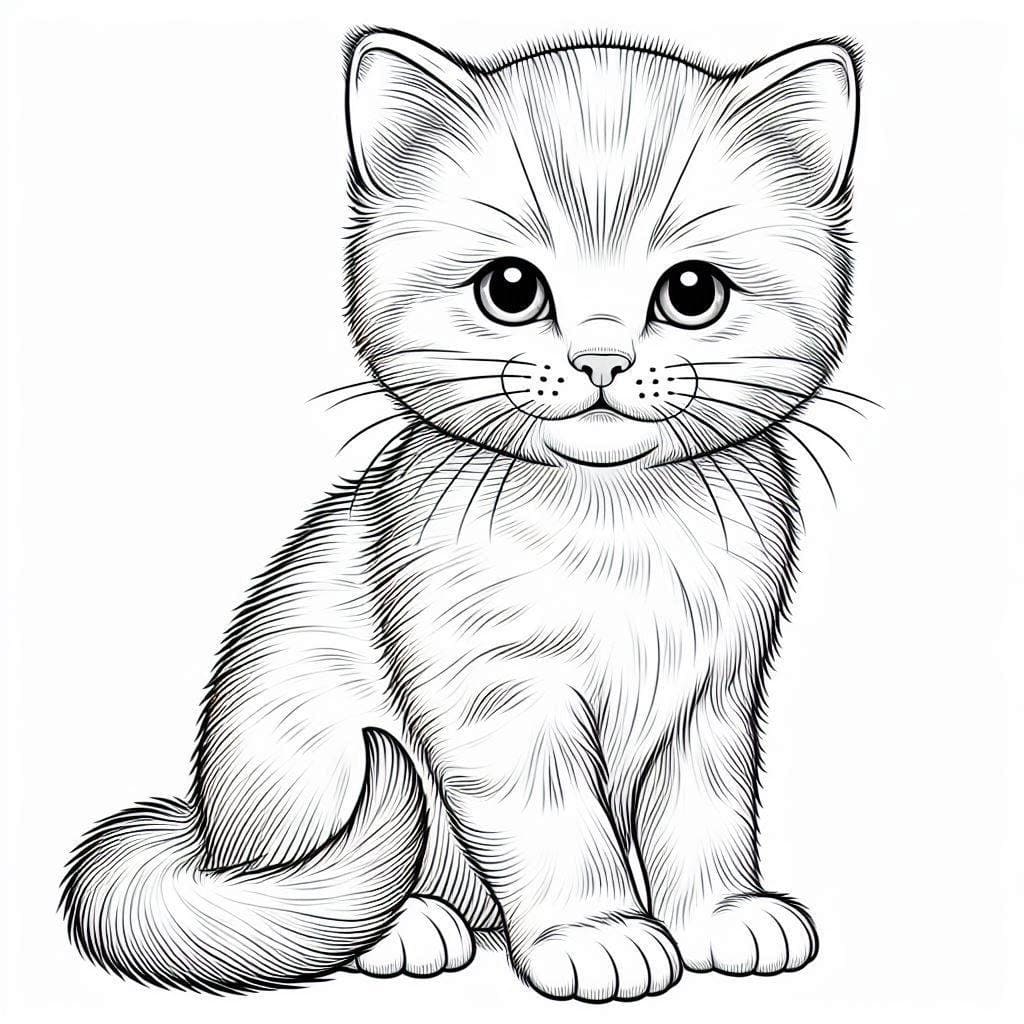 Coloriage à imprimer Chaton #215383 de la série Animaux, gratuit pour enfants et adultes