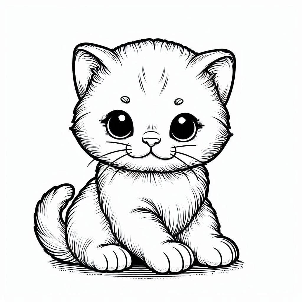 Coloriage gratuit Chaton #215389 de la collection Animaux à imprimer