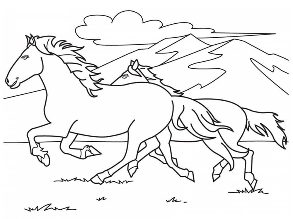 Dessin à colorier Cheval #178272 issu de la collection Animaux, prêt à imprimer