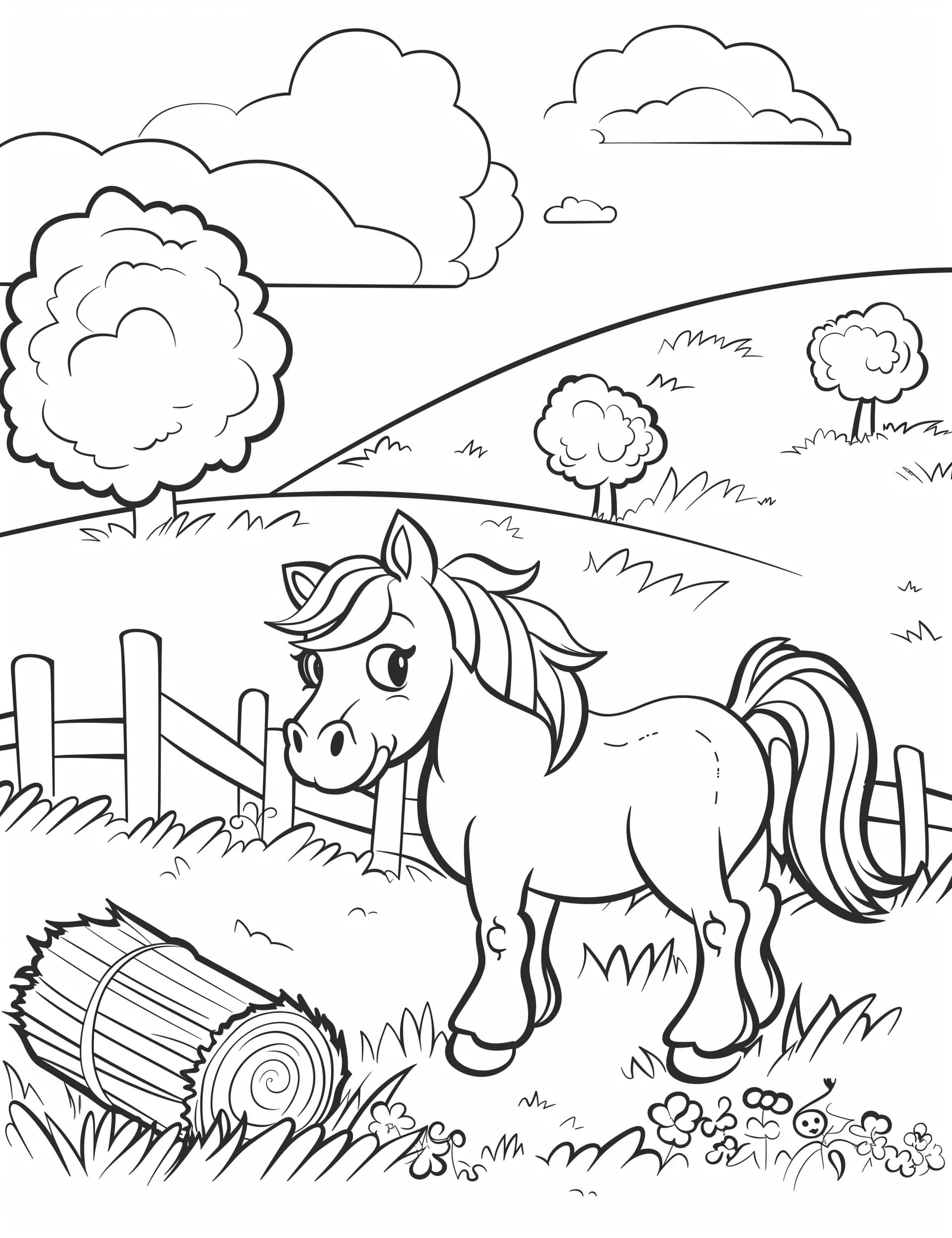 Illustration au trait Cheval #217701 de la collection Animaux à colorier gratuitement