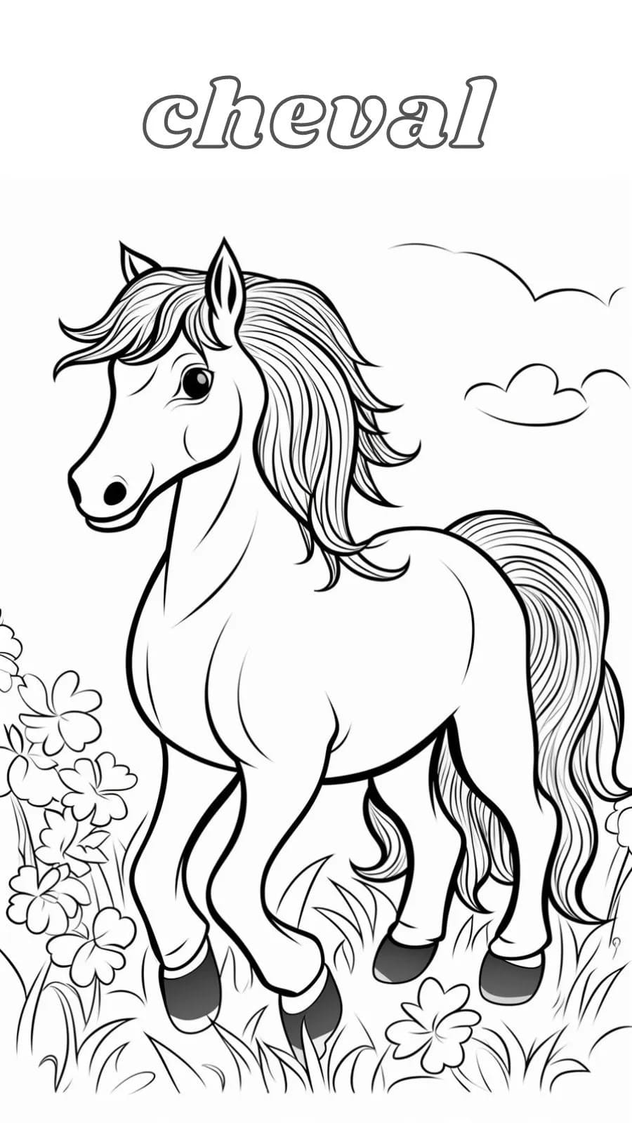 Coloriage gratuit Cheval #217705 de la collection Animaux à imprimer