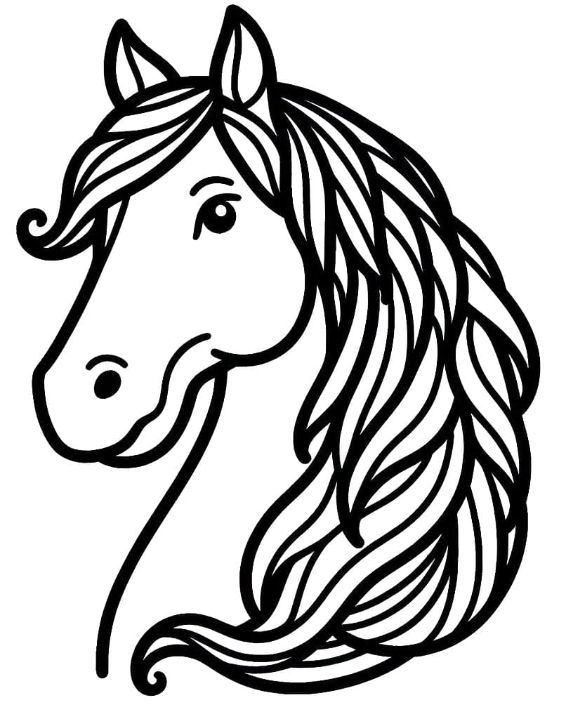 Dessin à colorier Cheval #218852 issu de la collection Animaux, prêt à imprimer