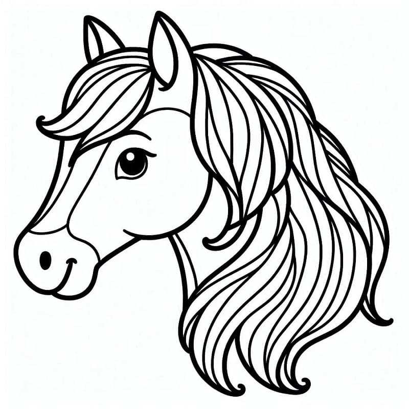 Dessin à colorier Cheval #218858 issu de la collection Animaux, prêt à imprimer