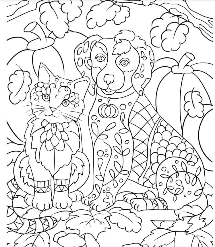 Coloriage à imprimer Chien et Chat #211021 de la série Animaux, gratuit pour enfants et adultes