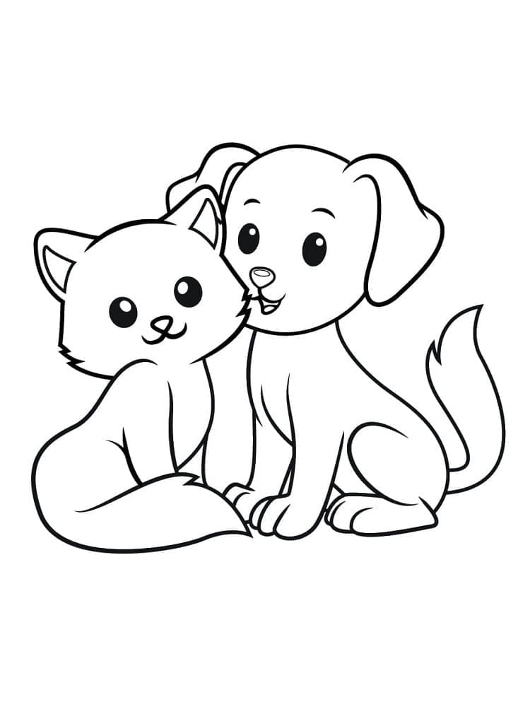 Coloriage gratuit Chien et Chat #211024 de la collection Animaux à imprimer
