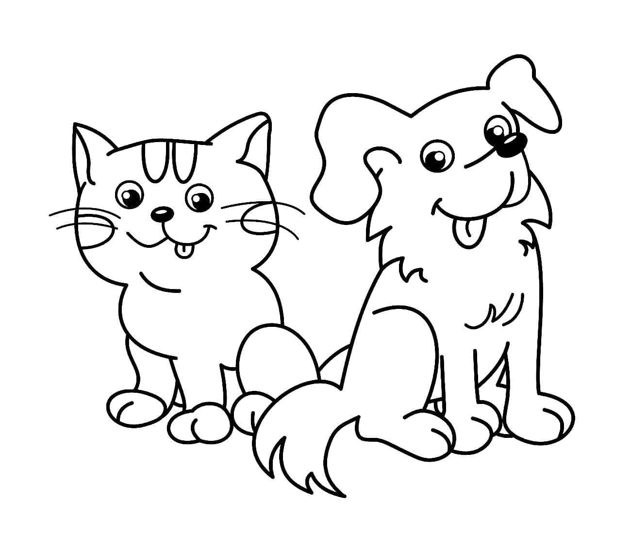 Coloriage gratuit Chien et Chat #211036 de la collection Animaux à imprimer