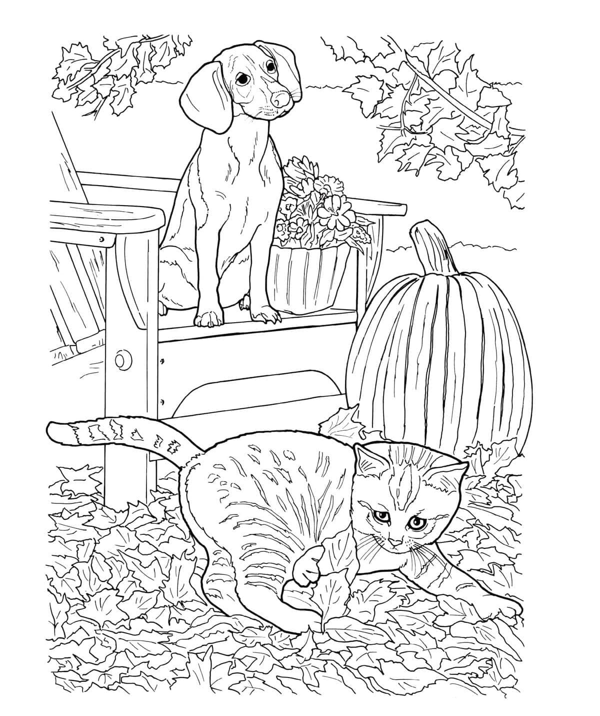 Dessin à colorier: Chien et Chat (Animaux) #211045 - Coloriages à Imprimer Gratuits