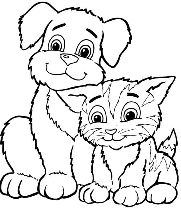 Coloriage gratuit Chien et Chat #211057 de la collection Animaux à imprimer
