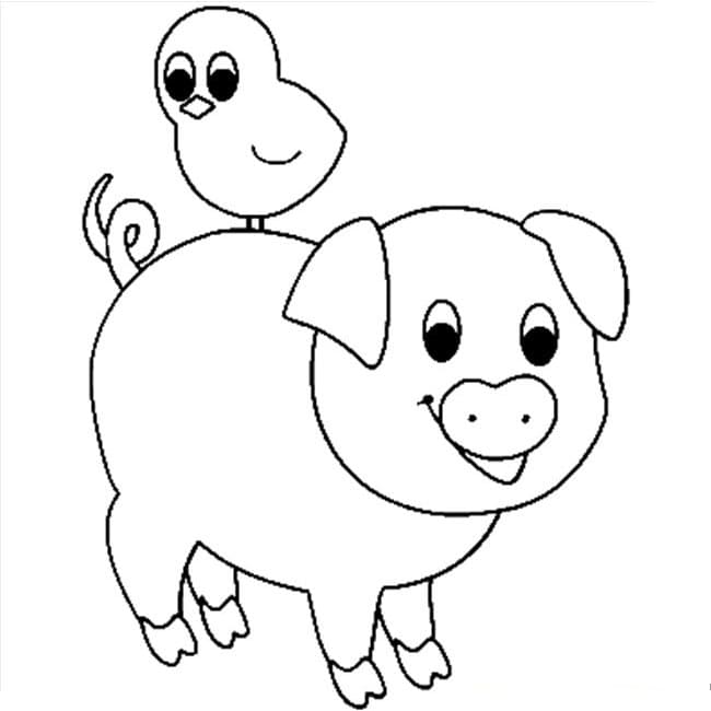 Coloriage imprimable Cochon #191158 de la collection Animaux à colorier aux crayons