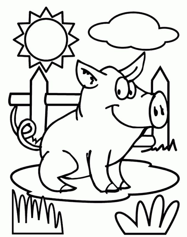 Coloriage gratuit Cochon #191200 de la collection Animaux à imprimer