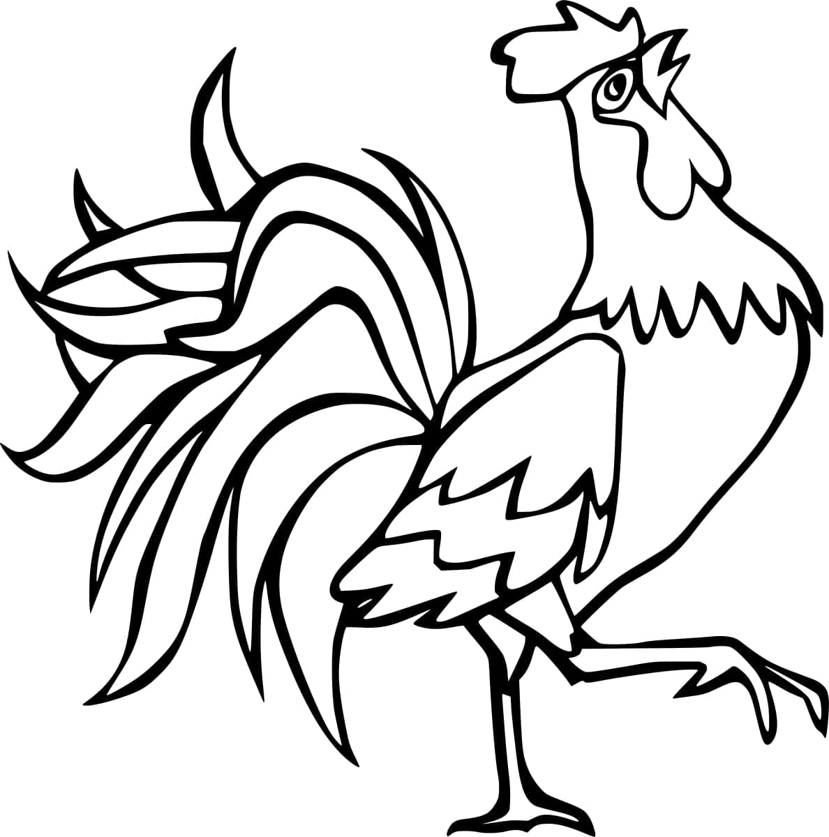 Joli coloriage Coq #207124 de la collection Animaux, prêt à imprimer pour petits et grands