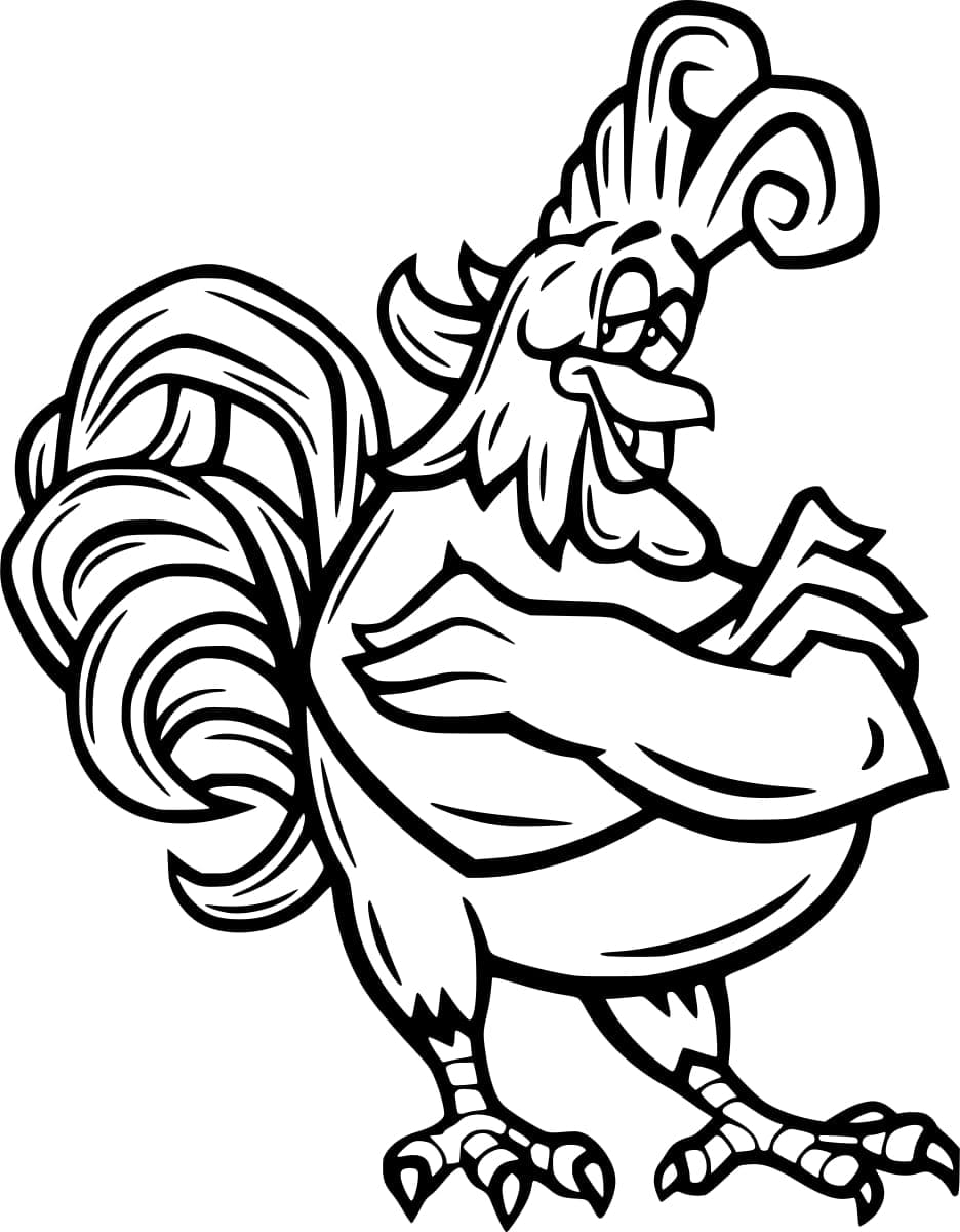 Coloriage gratuit pour enfants et adultes Coq #207126, collection Animaux
