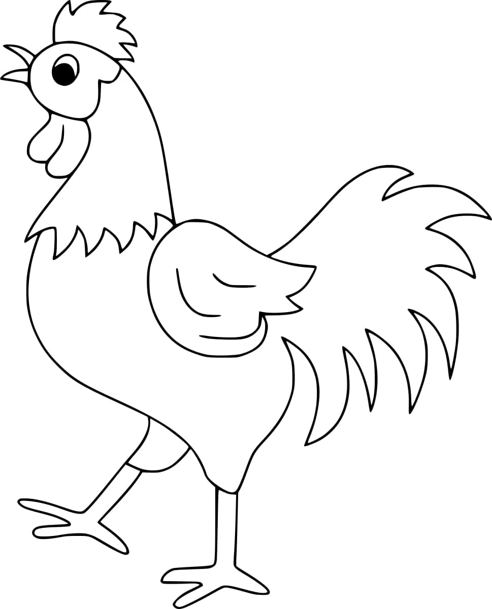 Coloriage imprimable Coq #207136 de la collection Animaux à colorier aux crayons