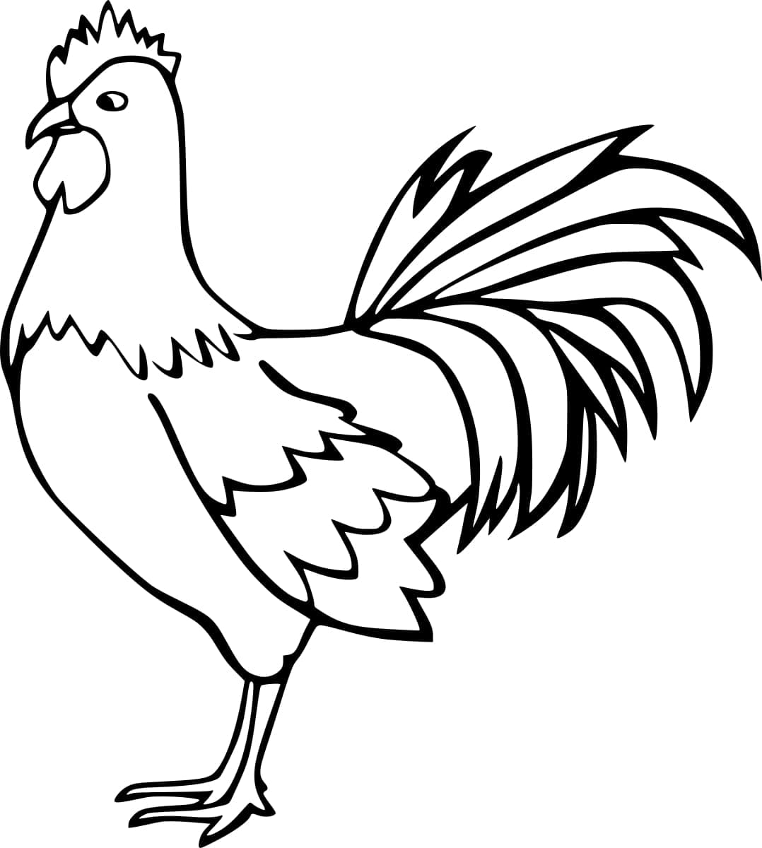 Coloriage imprimable Coq #207137 de la collection Animaux à colorier aux crayons