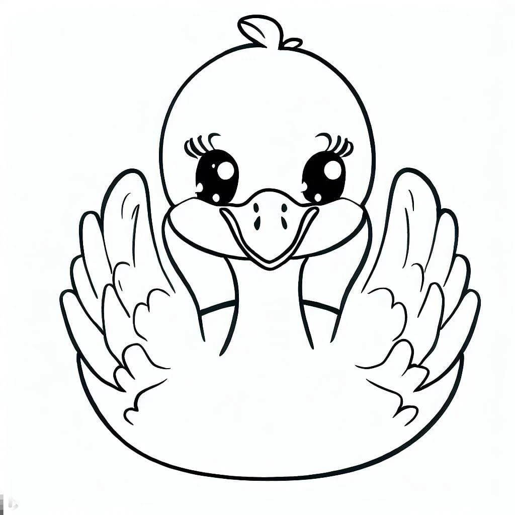 Coloriage Cygne de face avec les ailes déployées