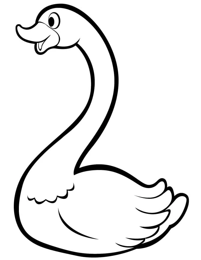 Coloriage Cygne au long cou courbé