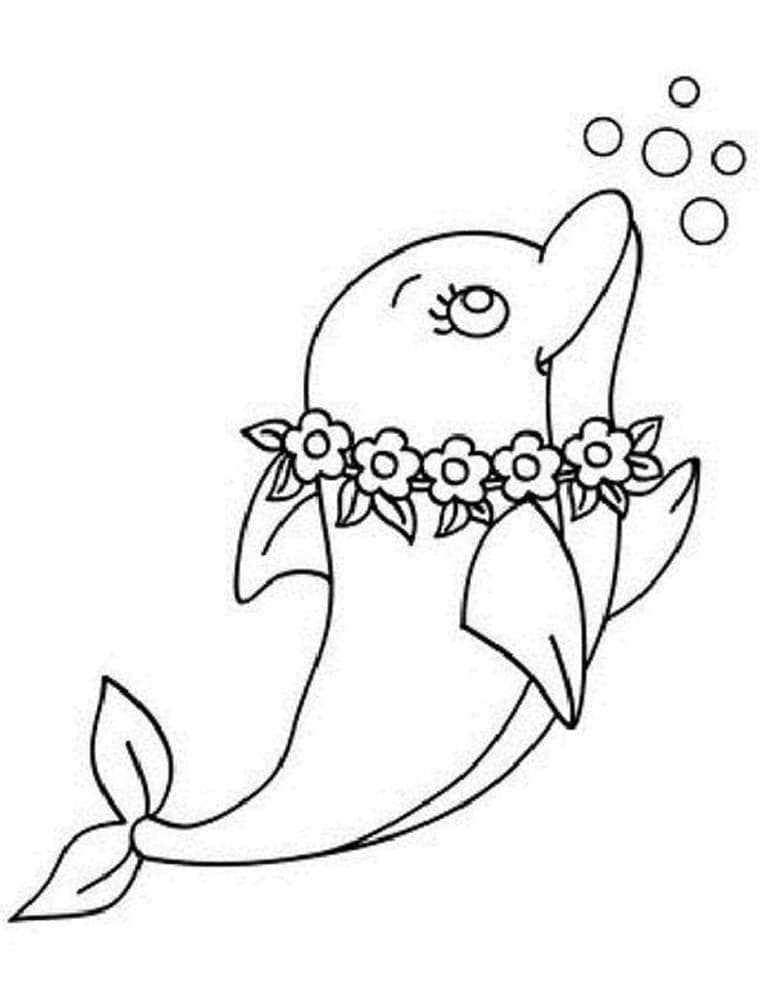 Dessin à colorier Dauphin #182733 issu de la collection Animaux, prêt à imprimer