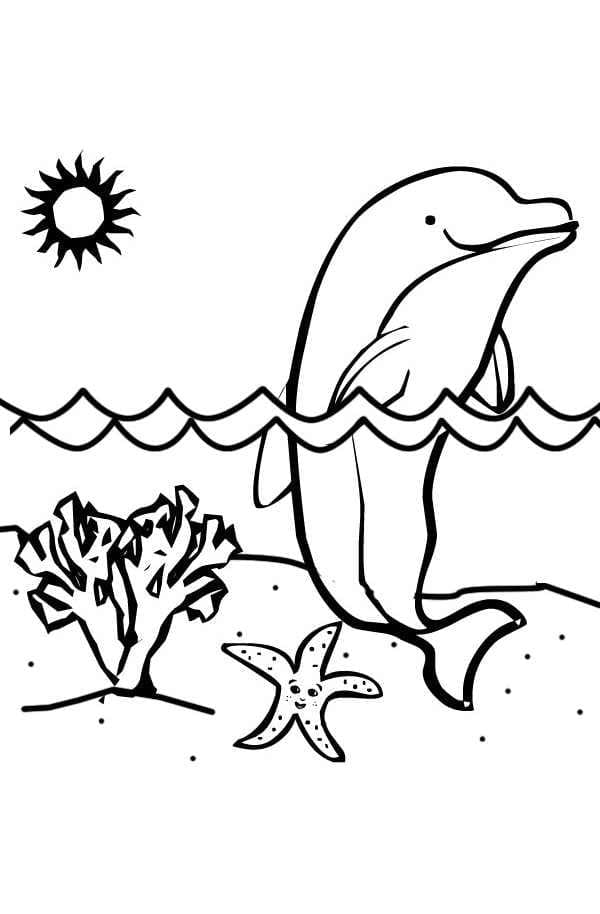 Dessin à colorier Dauphin #217206 issu de la collection Animaux, prêt à imprimer