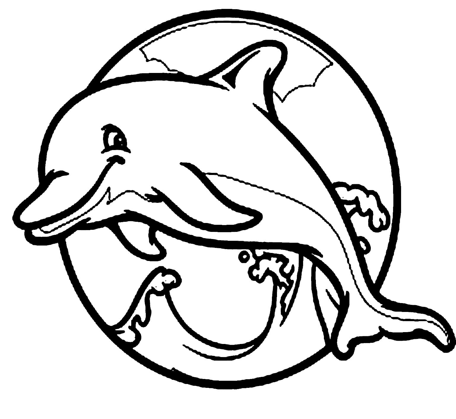 Joli coloriage Dauphin #217208 de la collection Animaux, prêt à imprimer pour petits et grands
