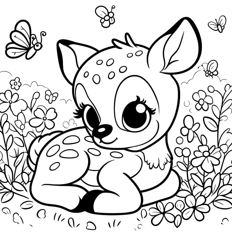 Coloriage gratuit Faon #206065 de la collection Animaux à imprimer