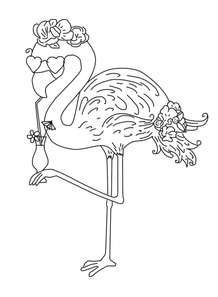 Coloriage gratuit Flamant Rose #198773 de la collection Animaux à imprimer