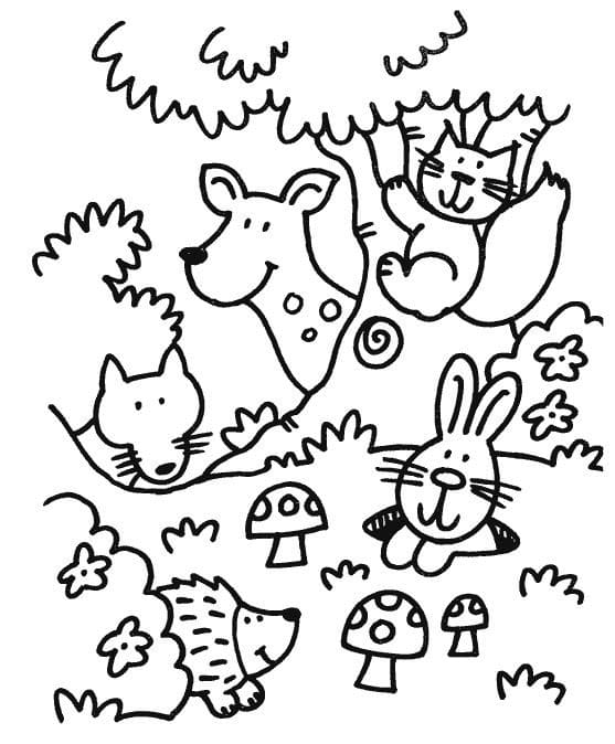 Coloriage gratuit Forêt Animaux #192069 de la collection Animaux à imprimer