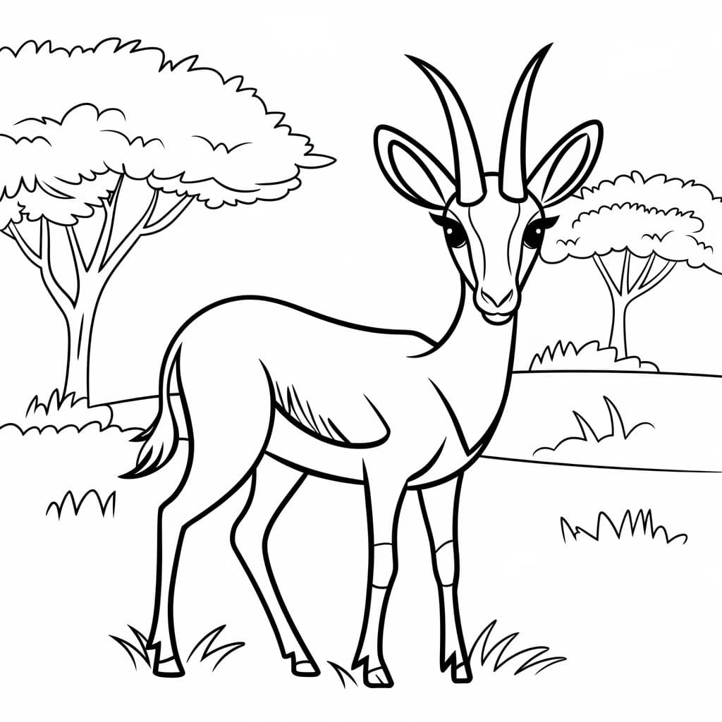 Coloriage gratuit Gazelle #219878 de la collection Animaux à imprimer